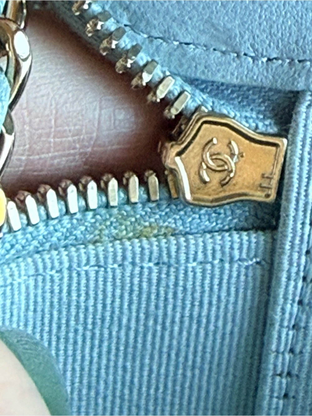 CHANEL Baby Blue Quilted Mini Vanity Top Handle Crossbody Bag with COA - Picture 11 of 14
